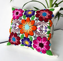 Load image into Gallery viewer, Orange Pink embroidered Cushion cover