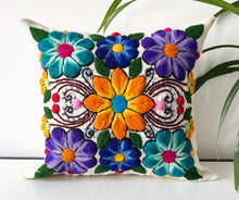 Load image into Gallery viewer, Orange and purple embroidered Cushion cover
