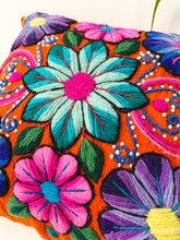 Load image into Gallery viewer, Orange & Turquoise Flowered pillow Cover