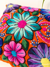 Load image into Gallery viewer, Orange & Turquoise Flowered pillow Cover