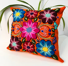 Load image into Gallery viewer, Orange Flowered pillow cover