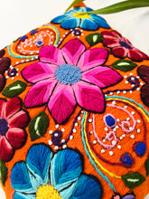 Load image into Gallery viewer, Orange Flowered pillow cover