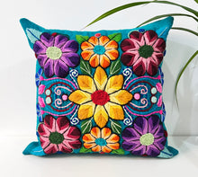 Load image into Gallery viewer, Turquoise & Yellow Cushion Cover