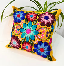 Load image into Gallery viewer, Yellow & Turquoise Flowered Pillow Cover