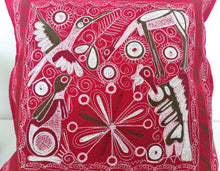 Load image into Gallery viewer, Red embroidery Peruvian Pillow Cover