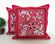Load image into Gallery viewer, Red embroidery Peruvian Pillow Cover