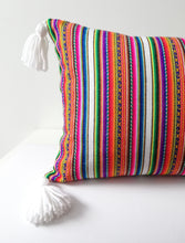 Load image into Gallery viewer, White pom pom Lumbar throw pillow