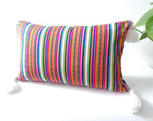 Load image into Gallery viewer, White pom pom Lumbar throw pillow