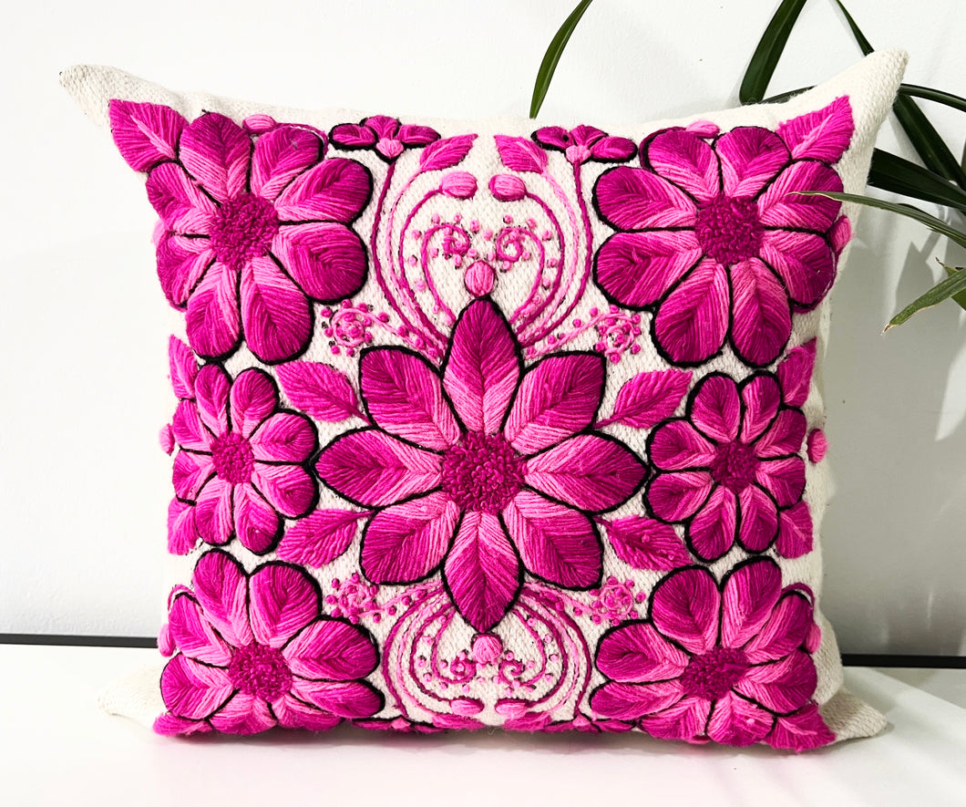 Pink Flowered Pillow Cover
