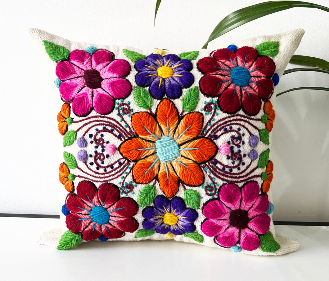 Orange Pink embroidered Cushion cover