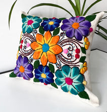 Load image into Gallery viewer, Orange and purple embroidered Cushion cover
