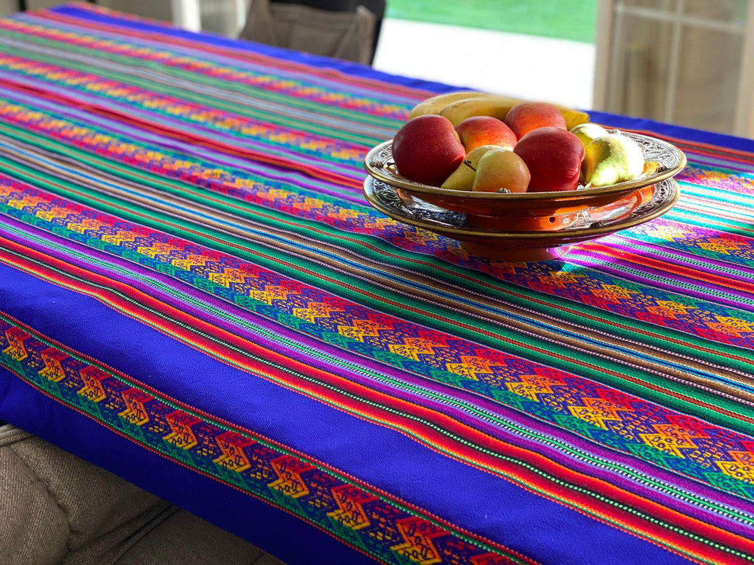 Blue ethnic tablecloth