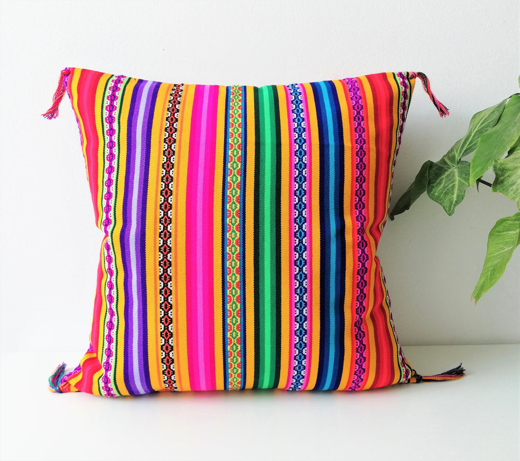 Yellow Rainbow Peruvian Cushion Cover