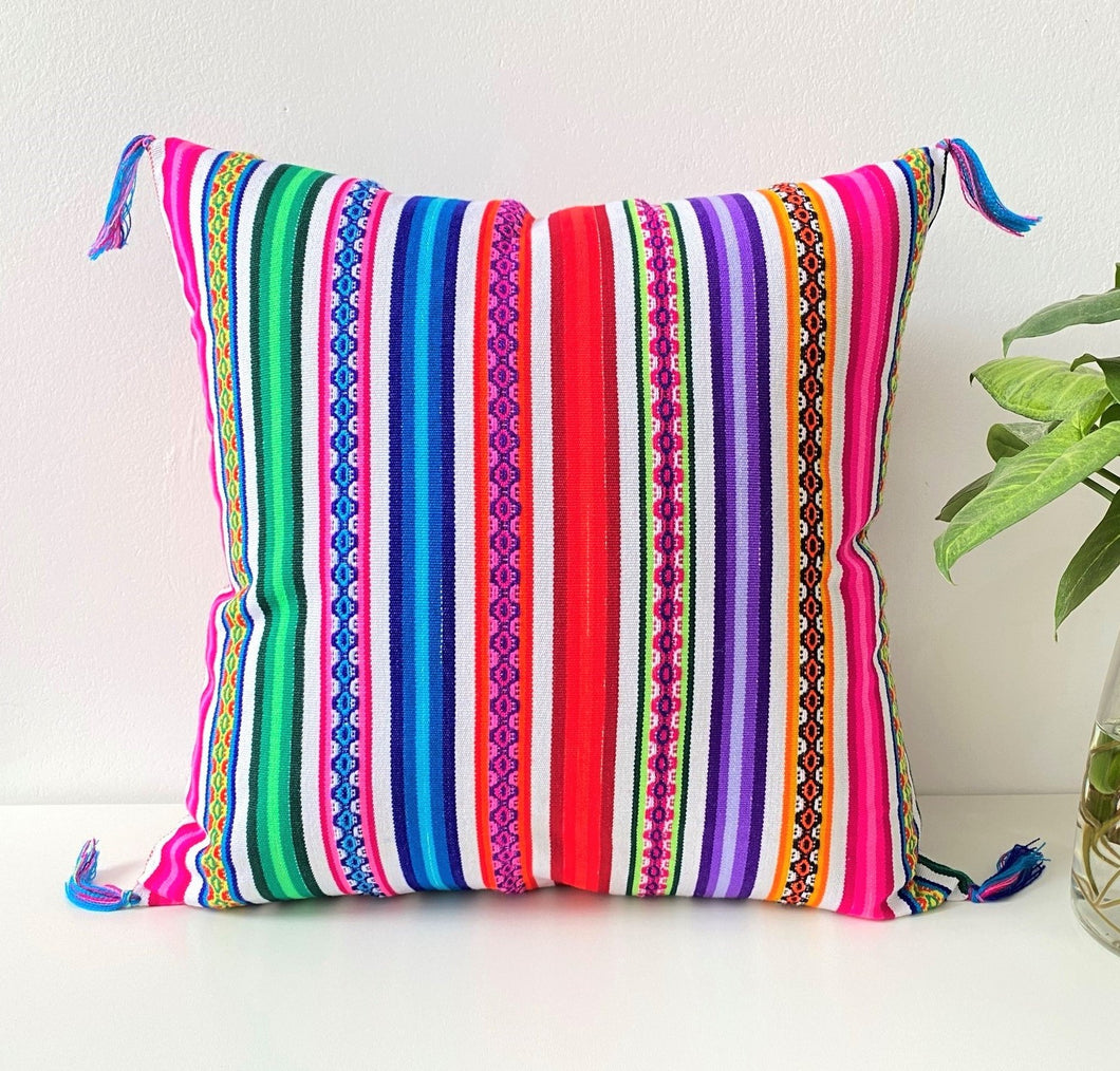 White Rainbow Peruvian Cushion Cover